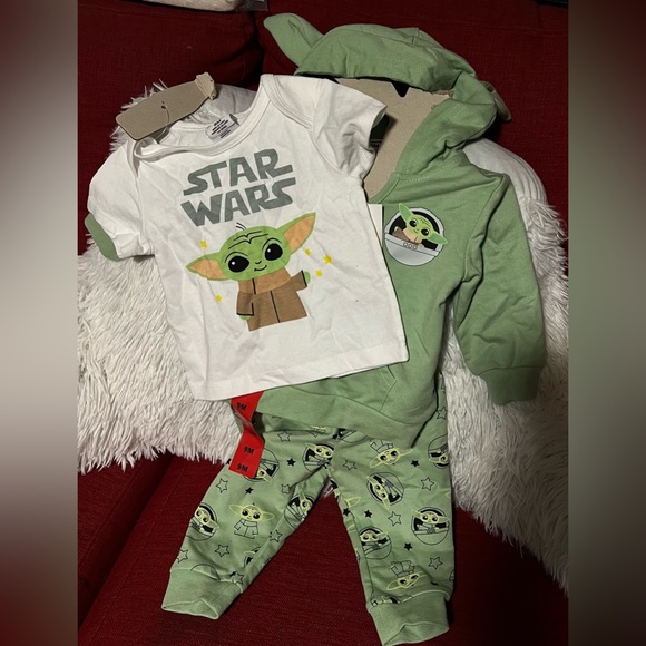 Star Wars The Mandalorian Grogu 3 piece outfit size 9m - Picture 1 of 4